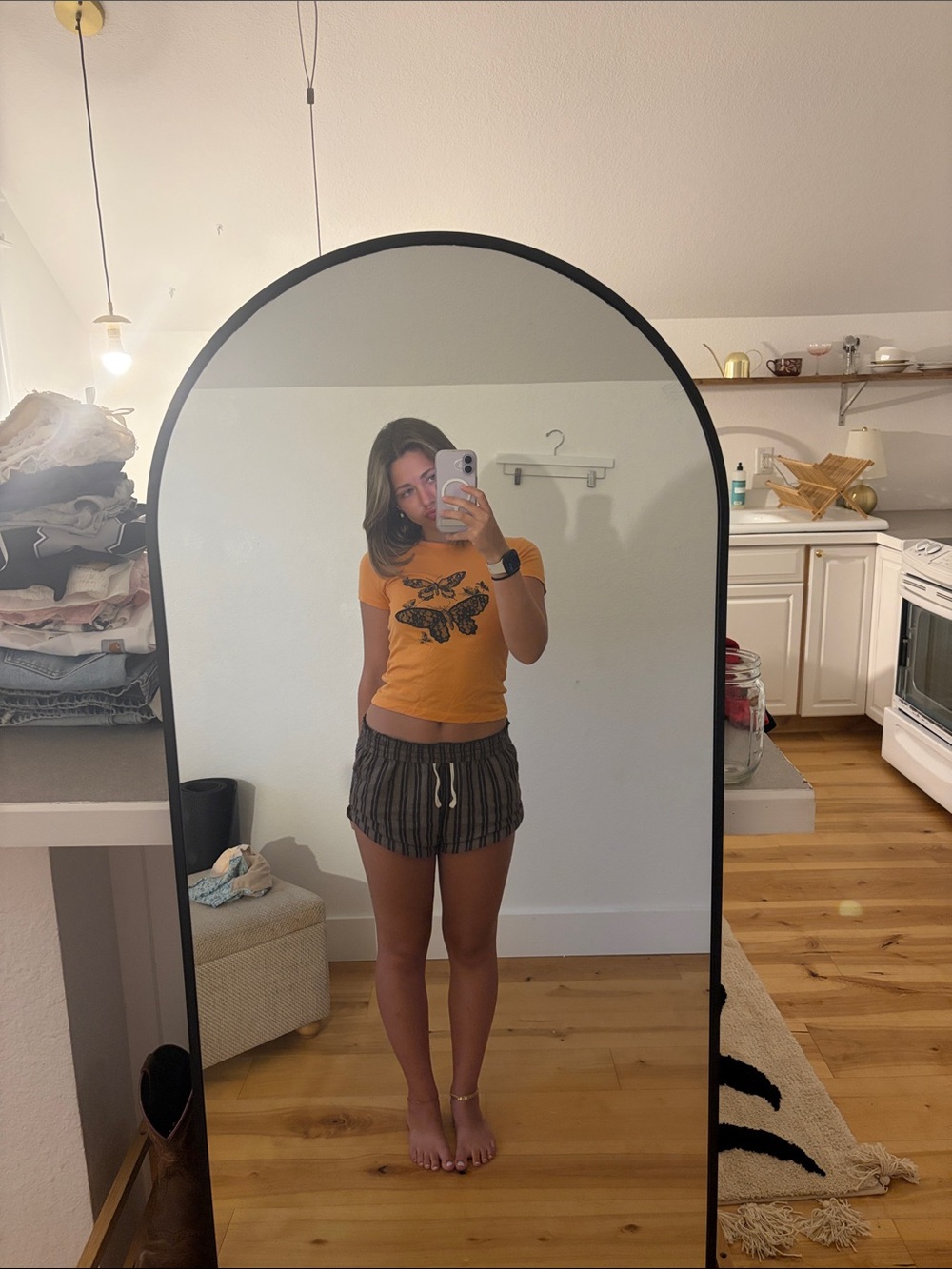 Urban Outfitters Mustard Yellow Butterfly Graphic Tee